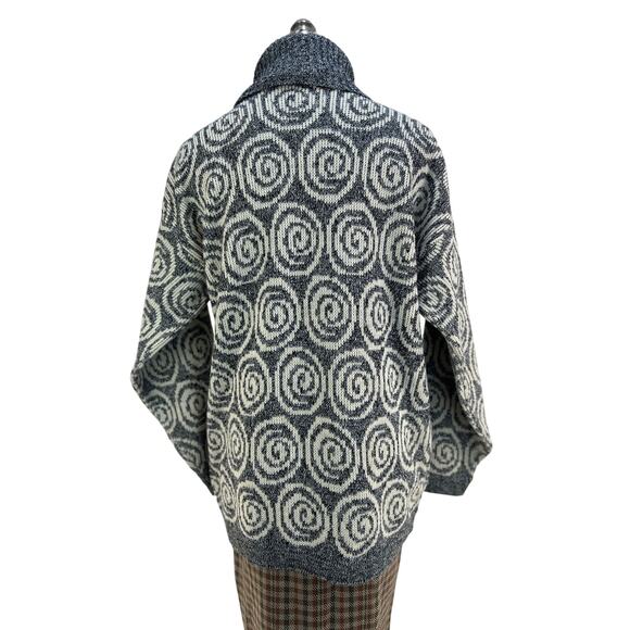 Spiral Acrylic Knit Turtleneck Sweater Pullover Gray Jumper Jeffery Rodgers - Picture 9 of 10